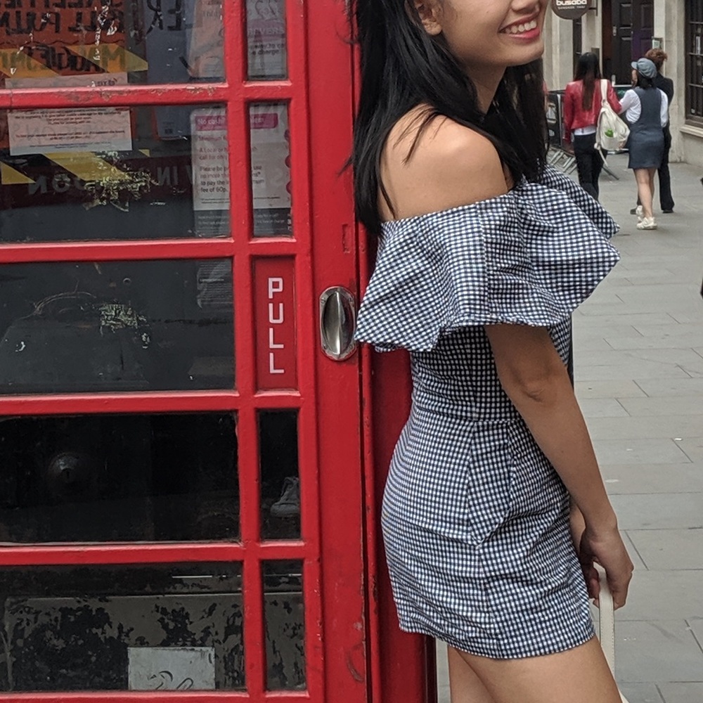 Gingham Off the Shoulder Romper